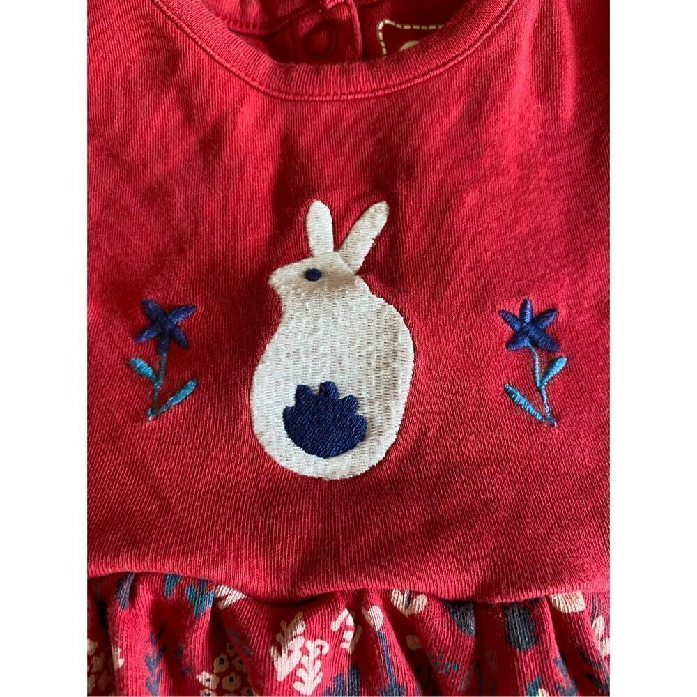 Piccalilly infant girls, longsleeved bunny organic cotton dress size 3/6 months - Picture 4 of 8